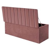 Calçadeira Baú Recamier Estofada Cama De Solteiro 90cm Carla Suede Rose- Mabe Magazine - 2