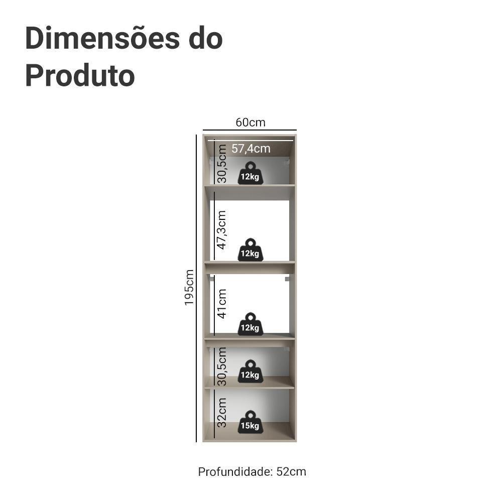 Torre Quente 60 Cm 2 Portas 2 Nichos Suspenso Nice Madesa Crema - 2