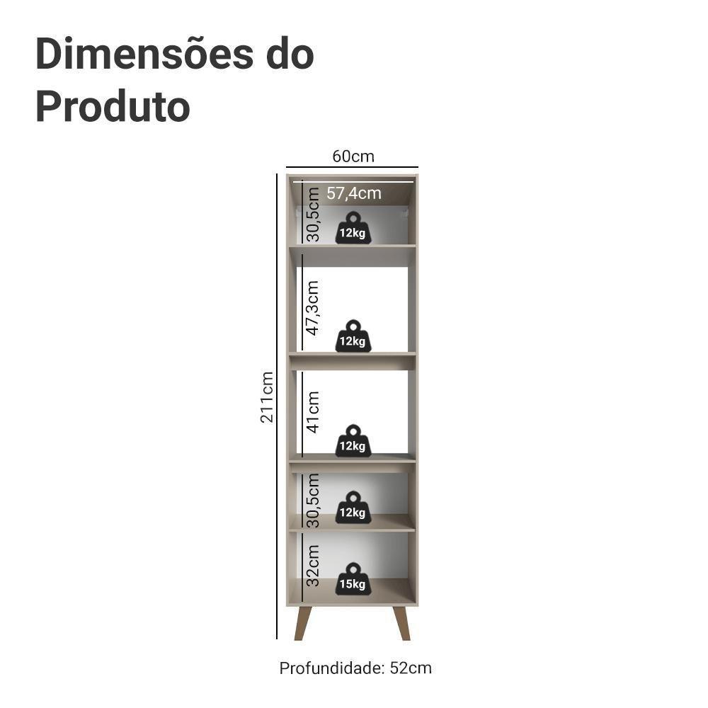 Torre Quente 60 Cm 2 Portas 2 Nichos Com Pés Nice Madesa Crema - 2