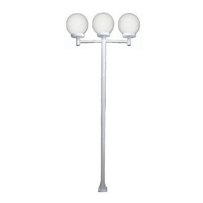 Poste Luminária Triplo Globo G Braço Reto Jardim Branco 3Mt