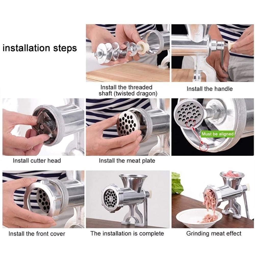 Moedor De Carne Em Aluminio Grande Maquina De Moer Tamanho 12 Hamburguer Alimentos Biscoito E Embutidos Profissional - 6