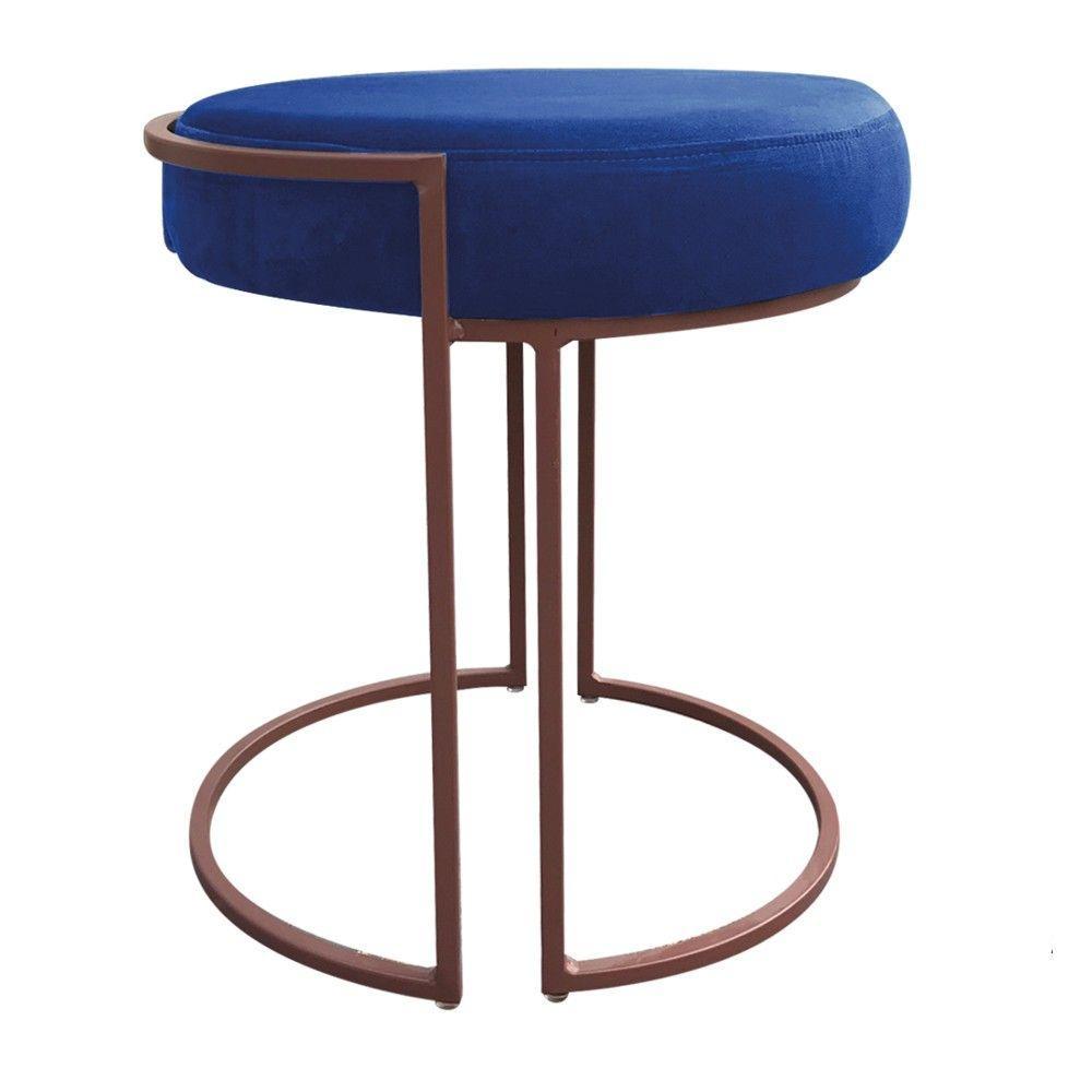 Kit 02 Puffs Love Suede Base Cobre Azul Royal - 2