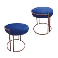 Kit 02 Puffs Love Suede Base Cobre Azul Royal - 1