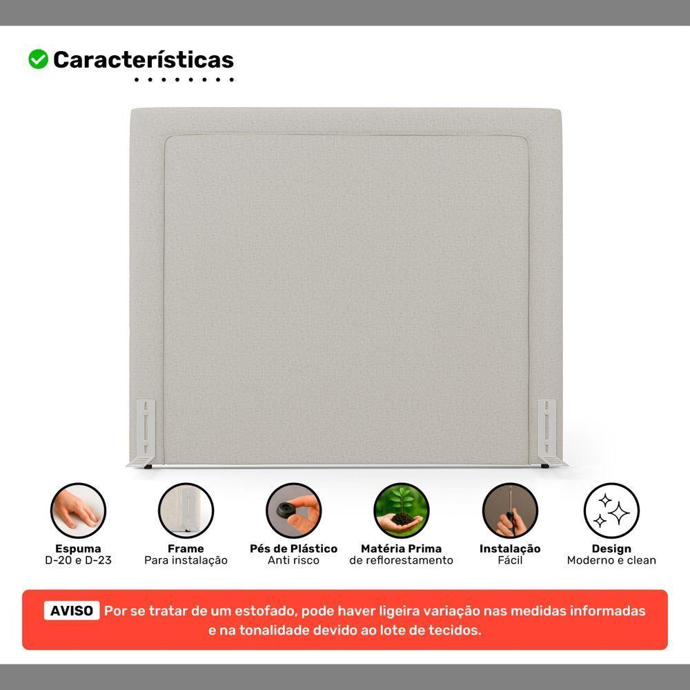 Cabeceira Cama Box Casal Padrão Alba 140cm Com Frame Linho Bege - Desk Design - 3