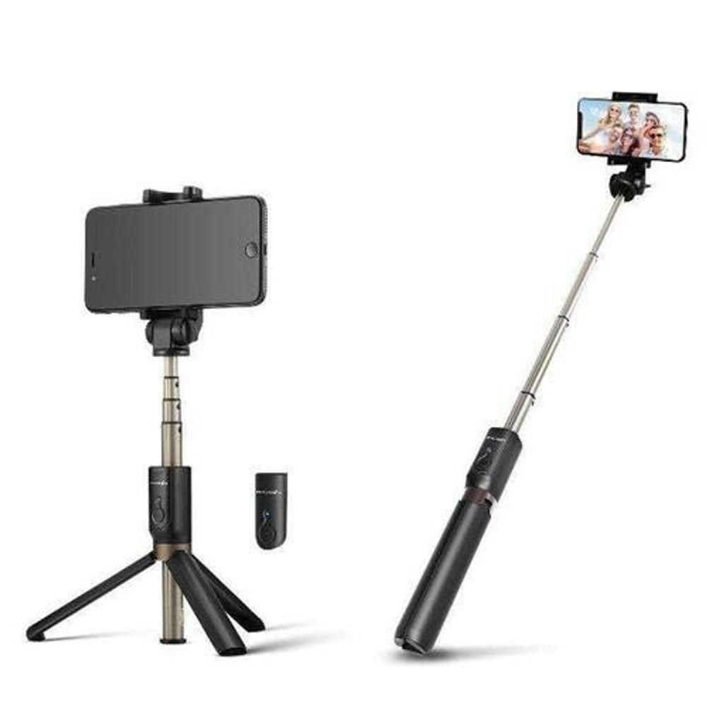 Bastão Pau De Selfie Tripé Retrátil Com Luz Led Controle Bluetooth Celular - 1