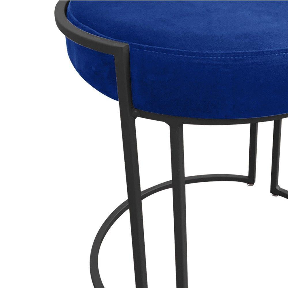 Kit 02 Puff Love Suede Base Preto Azul Royal - 9