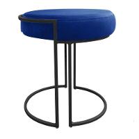 Kit 02 Puff Love Suede Base Preto Azul Royal - 2