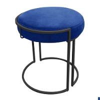 Kit 02 Puff Love Suede Base Preto Azul Royal