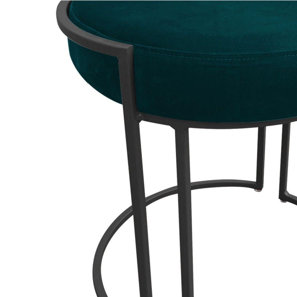 Kit 02 Puff Love Suede Base Preto Azul Pavão - 9