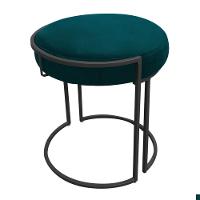 Kit 02 Puff Love Suede Base Preto Azul Pavão - 1