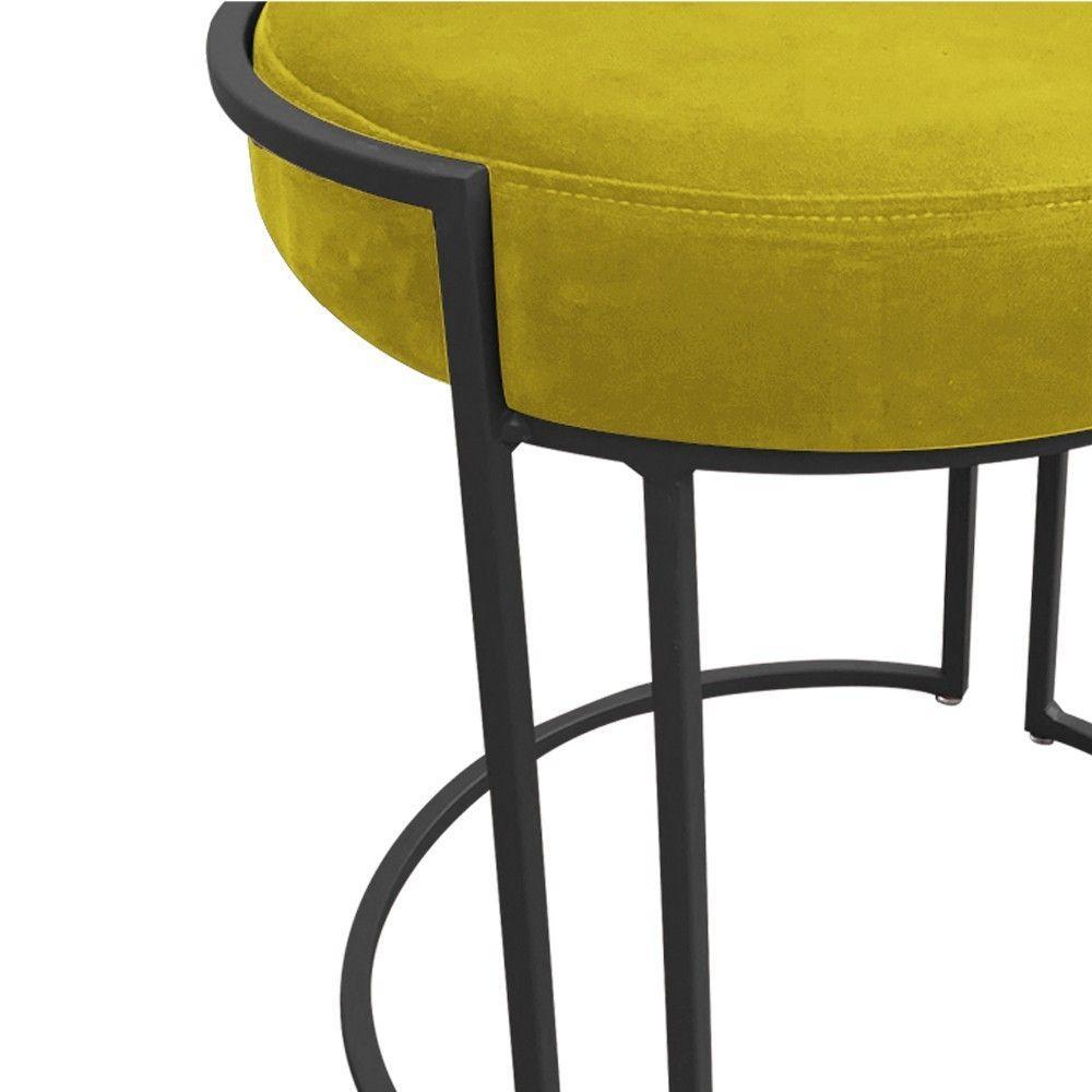 Kit 02 Puff Love Suede Base Preto Amarelo - 2