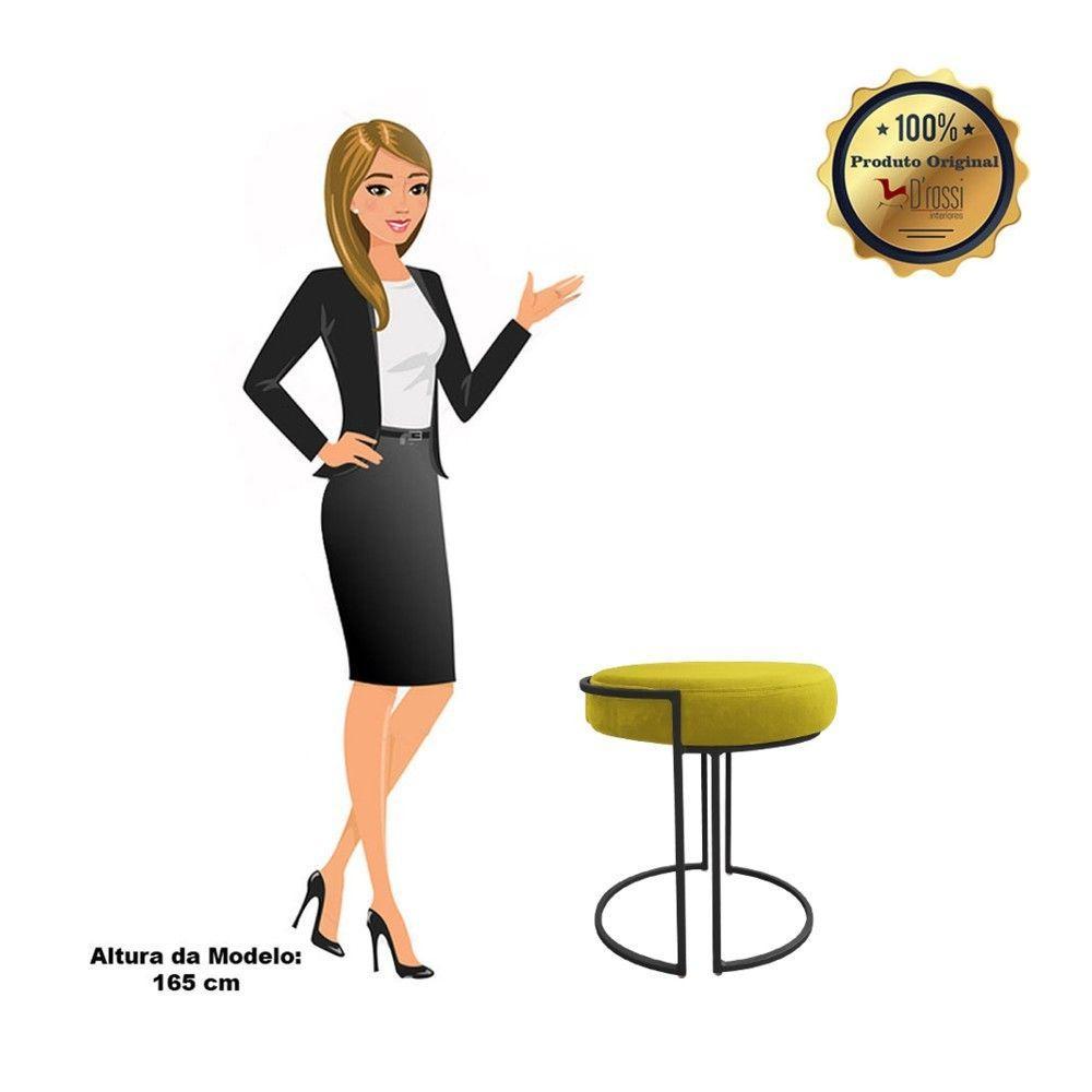 Kit 02 Puff Love Suede Base Preto Amarelo - 3