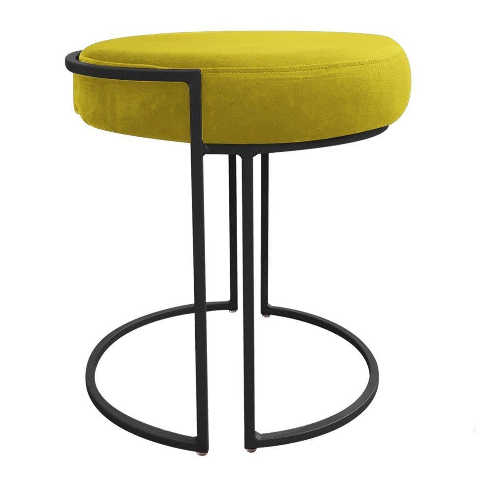 Kit 02 Puff Love Suede Base Preto Amarelo - 7