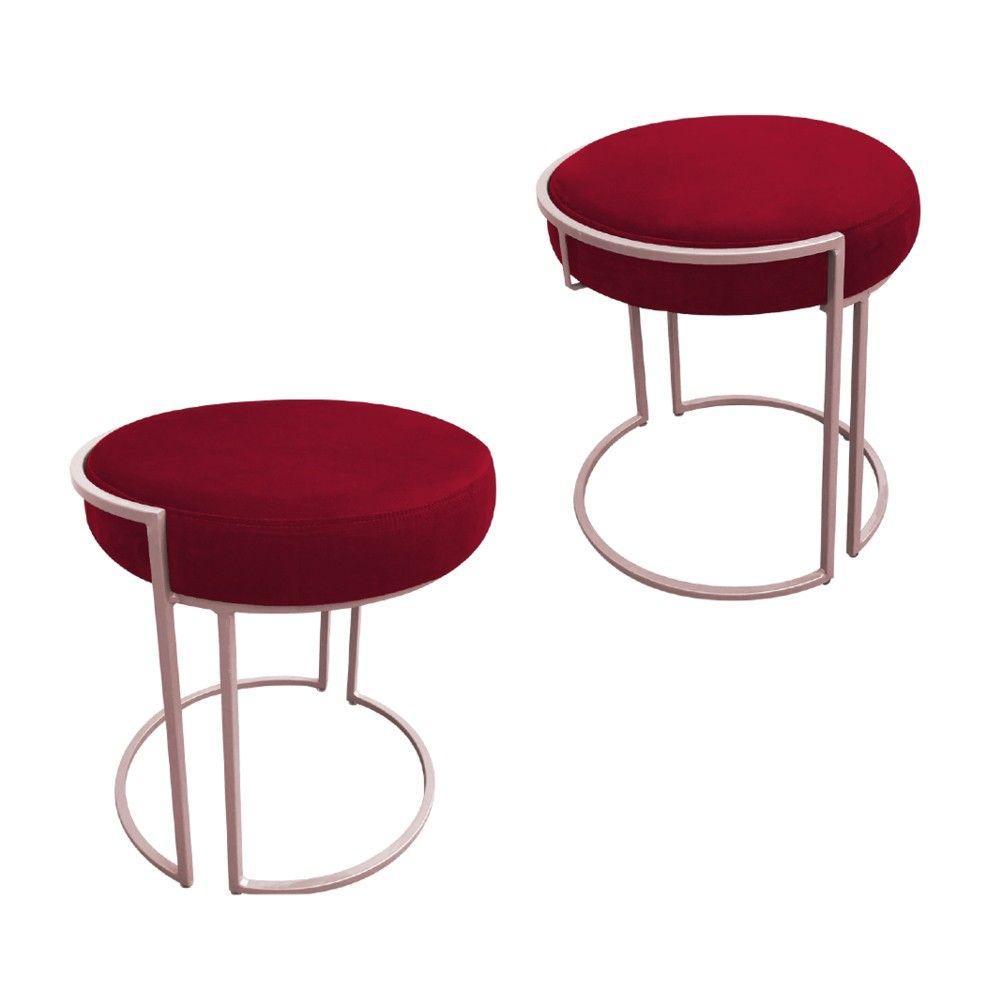 Kit 02 Puffs Love Suede Base Rosê Vermelho - 1