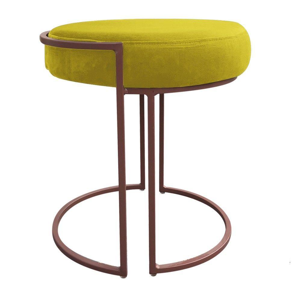 Kit 02 Puff Love Suede Base Cobre Amarelo - 5