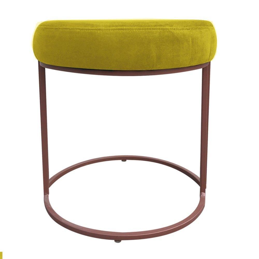 Kit 02 Puff Love Suede Base Cobre Amarelo - 8