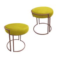 Kit 02 Puff Love Suede Base Cobre Amarelo - 6