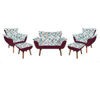 Kit 1 Namoradeira 2 Poltronas E 2 Puffs Opala Composê Suede - 1