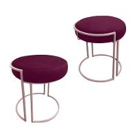 Kit 02 Puffs Love Suede Base Rosê Vinho - 1