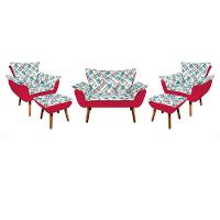 Kit 1 Namoradeira 2 Poltronas E 2 Puffs Opala Composê Suede - 1