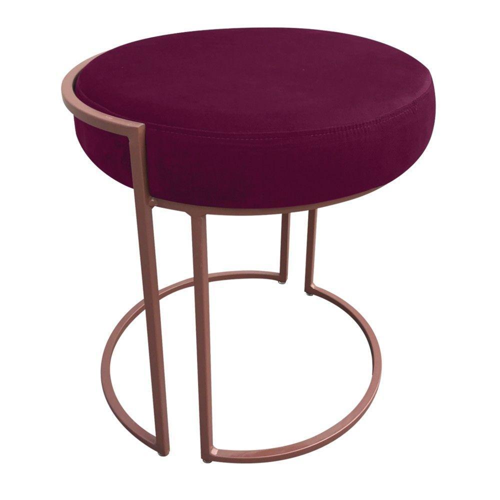 Kit 02 Puffs Love Suede Base Cobre Vinho - 3