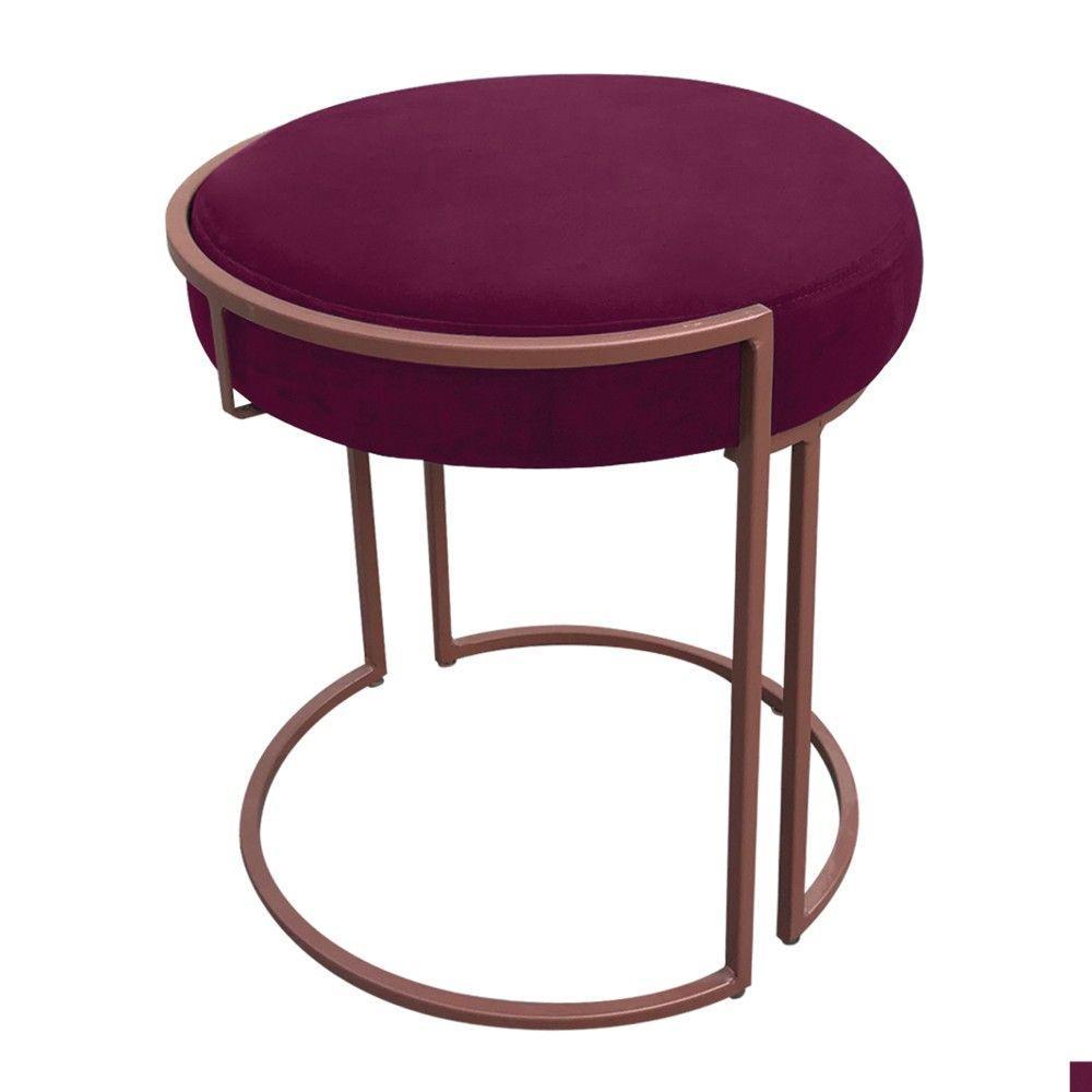 Kit 02 Puffs Love Suede Base Cobre Vinho - 4