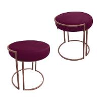 Kit 02 Puffs Love Suede Base Cobre Vinho - 1