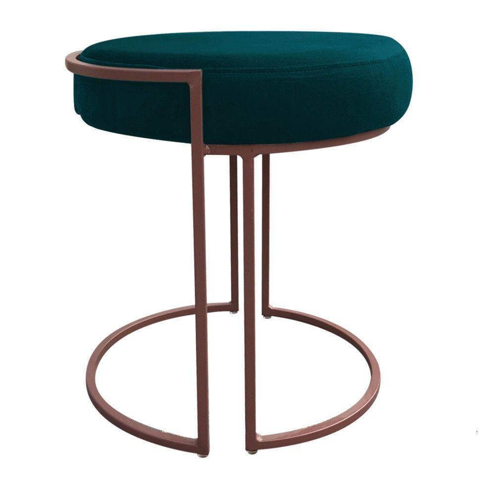 Kit 02 Puffs Love Suede Base Cobre Azul Pavão - 2