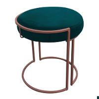 Kit 02 Puffs Love Suede Base Cobre Azul Pavão