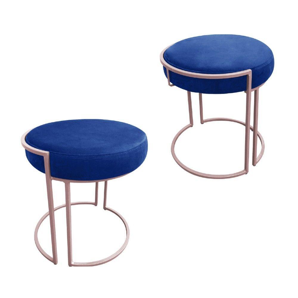 Kit 02 Puffs Love Suede Base Rosê Azul Royal - 1