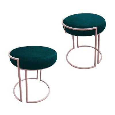 Kit 02 Puffs Love Suede Base Rosê Azul Pavão