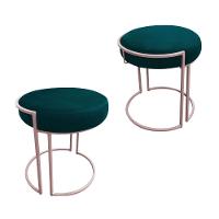 Kit 02 Puffs Love Suede Base Rosê Azul Pavão - 1