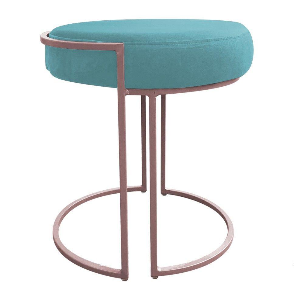 Kit 02 Puff Love Suede Base Rosê Azul Turquesa - 2