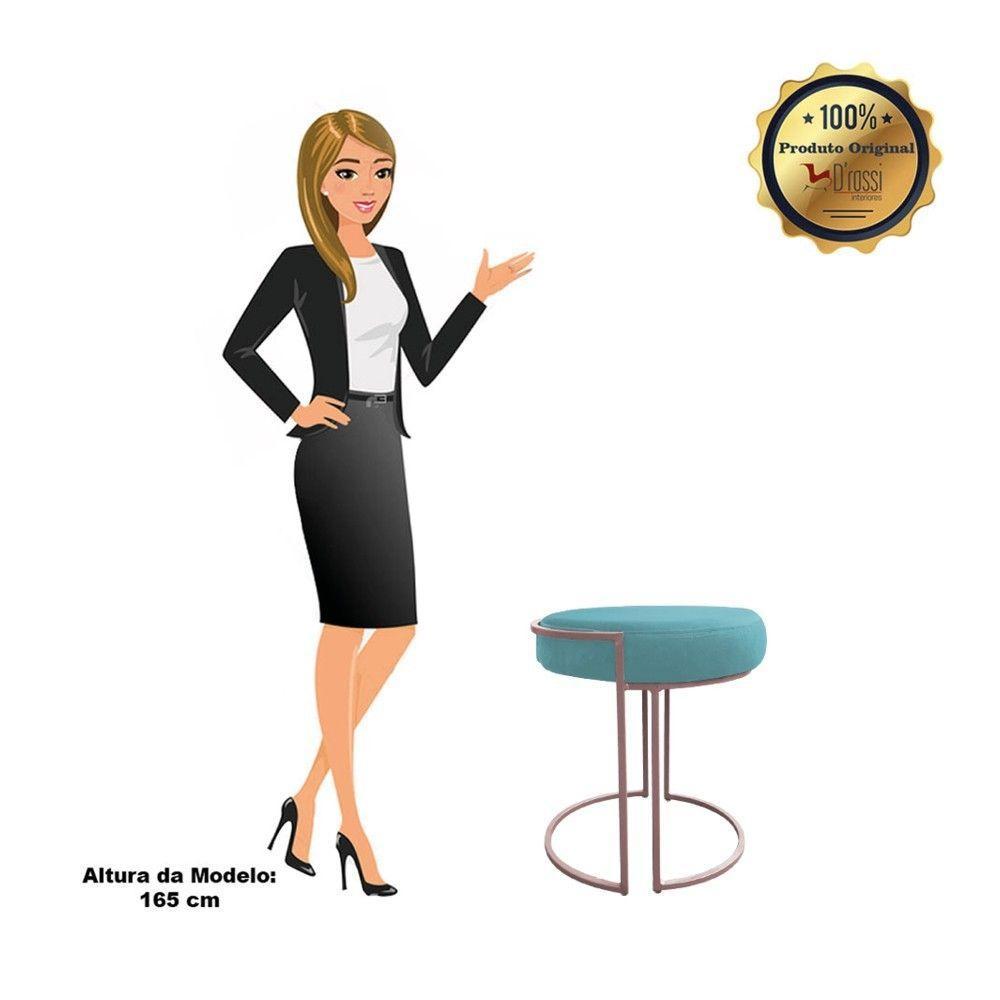 Kit 02 Puff Love Suede Base Rosê Azul Turquesa - 5