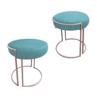 Kit 02 Puff Love Suede Base Rosê Azul Turquesa - 1