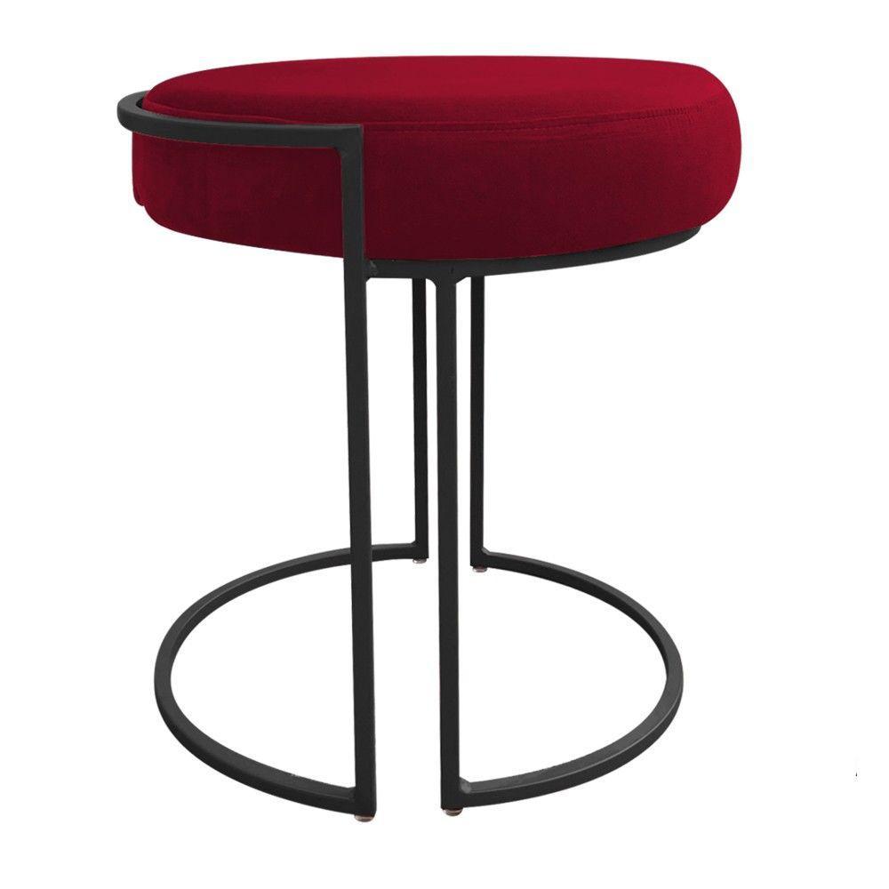 Kit 02 Puff Love Suede Base Preto Vermelho - 2