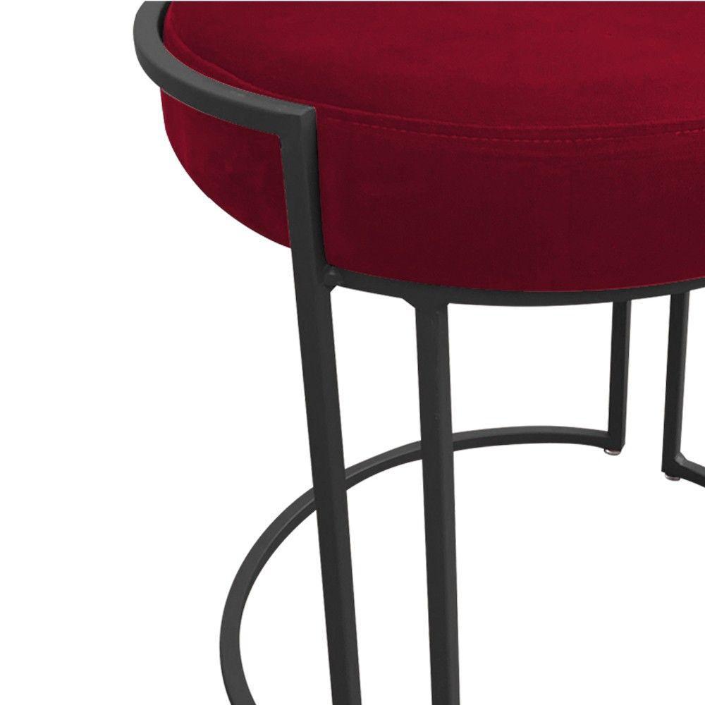 Kit 02 Puff Love Suede Base Preto Vermelho - 5