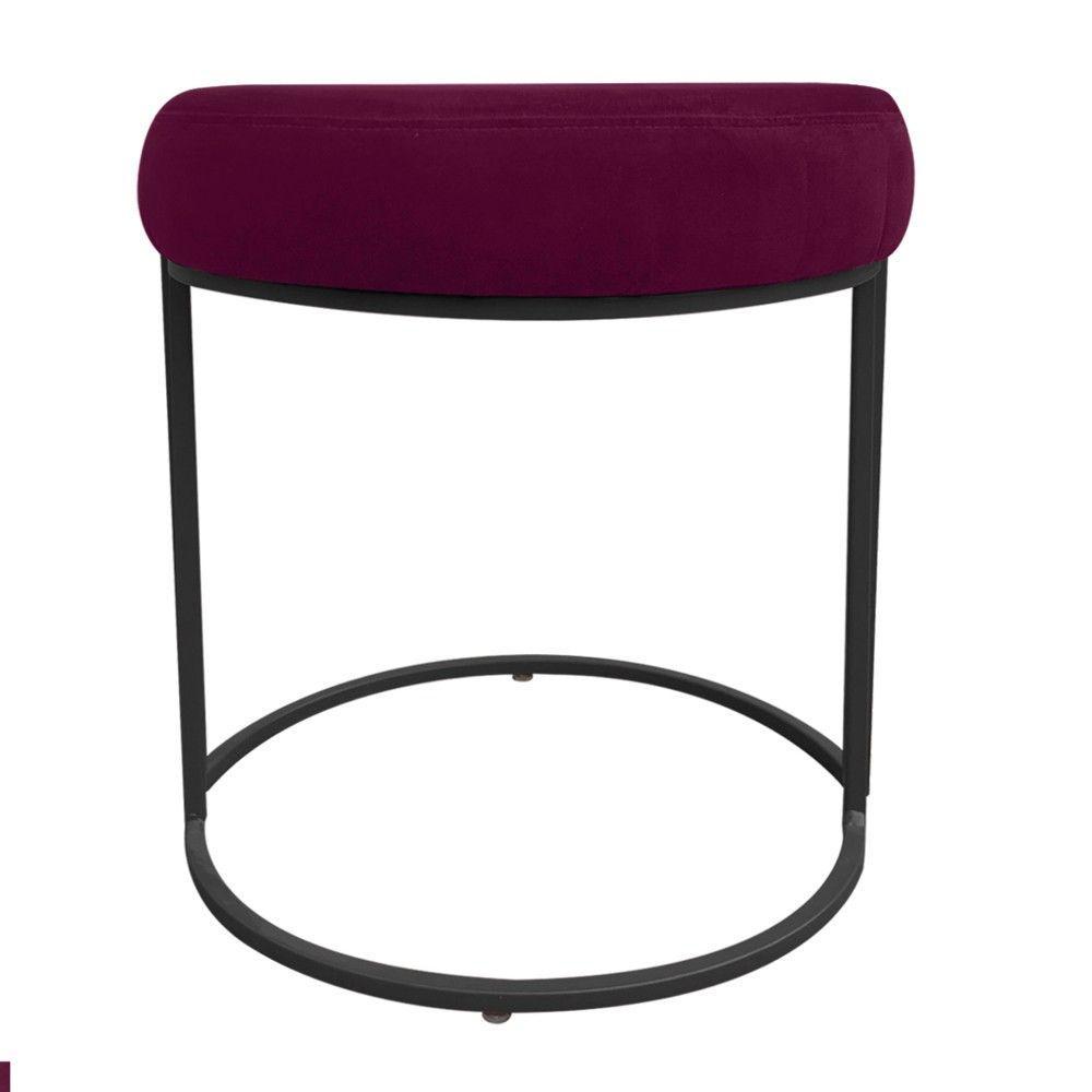 Kit 02 Puff Love Suede Base Preto Vinho - 2