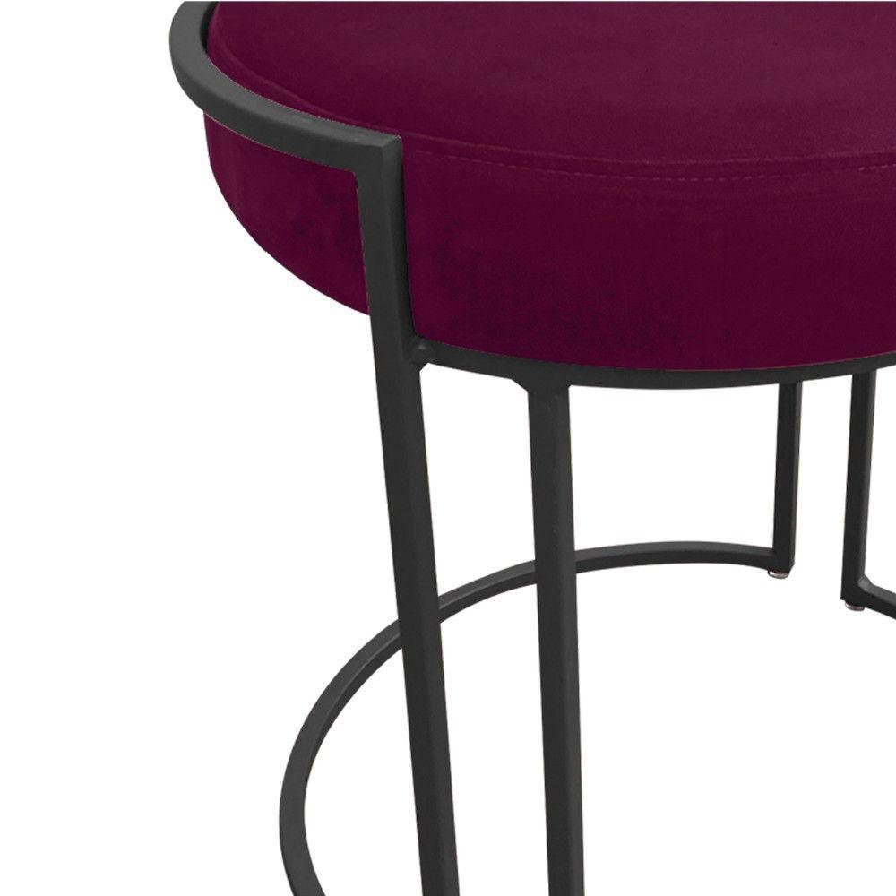 Kit 02 Puff Love Suede Base Preto Vinho - 3