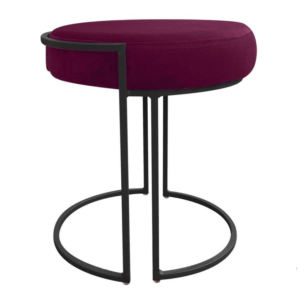 Kit 02 Puff Love Suede Base Preto Vinho - 4