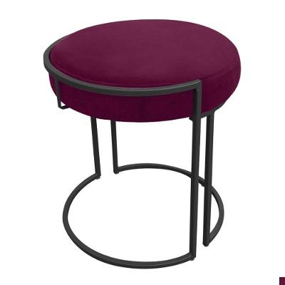 Kit 02 Puff Love Suede Base Preto Vinho