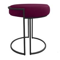 Kit 02 Puff Love Suede Base Preto Vinho