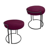 Kit 02 Puff Love Suede Base Preto Vinho - 6