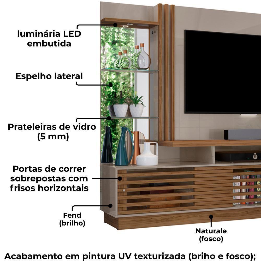 Estante Home Tv 60 Polegadas 200 Cm Frizz Plus Madetec Fend Naturale - 5