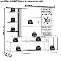 Estante Home Tv 60 Polegadas 200 Cm Frizz Plus Madetec Fend Naturale - 3