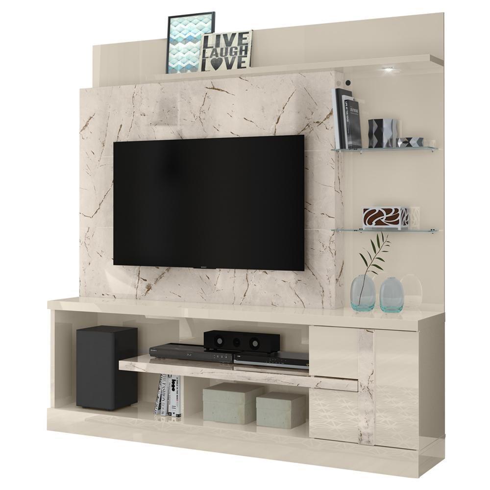 Estante Home Tv 55 Polegadas 2 Portas 181 Cm Alan Madetec Calacata Off White - 1