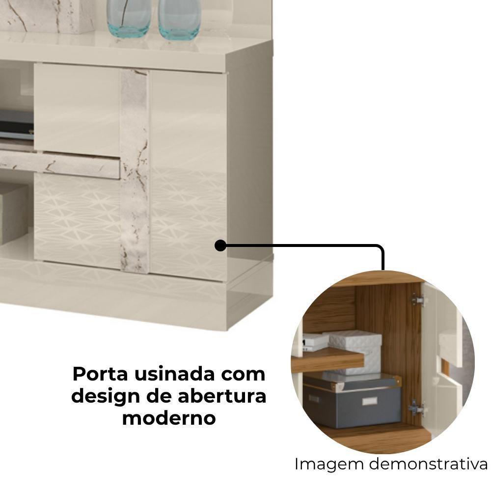 Estante Home Tv 55 Polegadas 2 Portas 181 Cm Alan Madetec Calacata Off White - 6