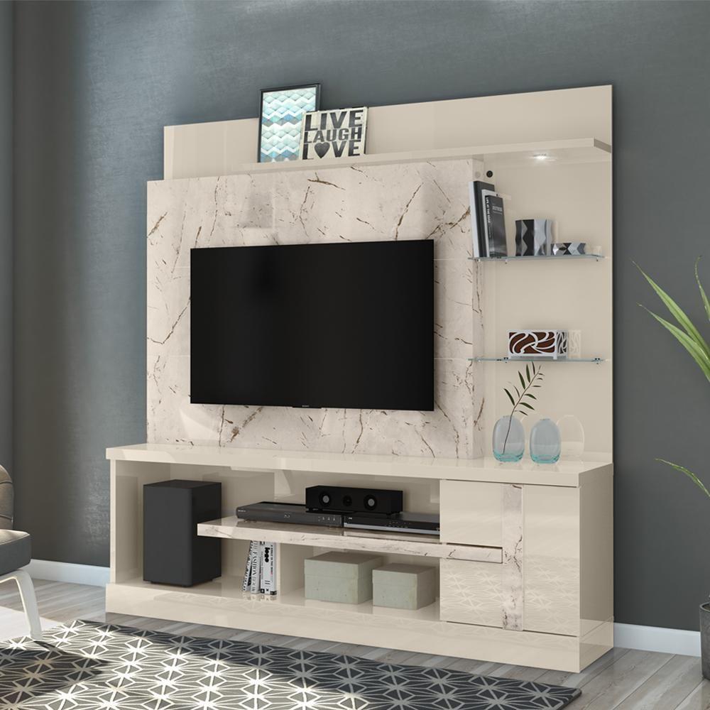 Estante Home Tv 55 Polegadas 2 Portas 181 Cm Alan Madetec Calacata Off White - 7