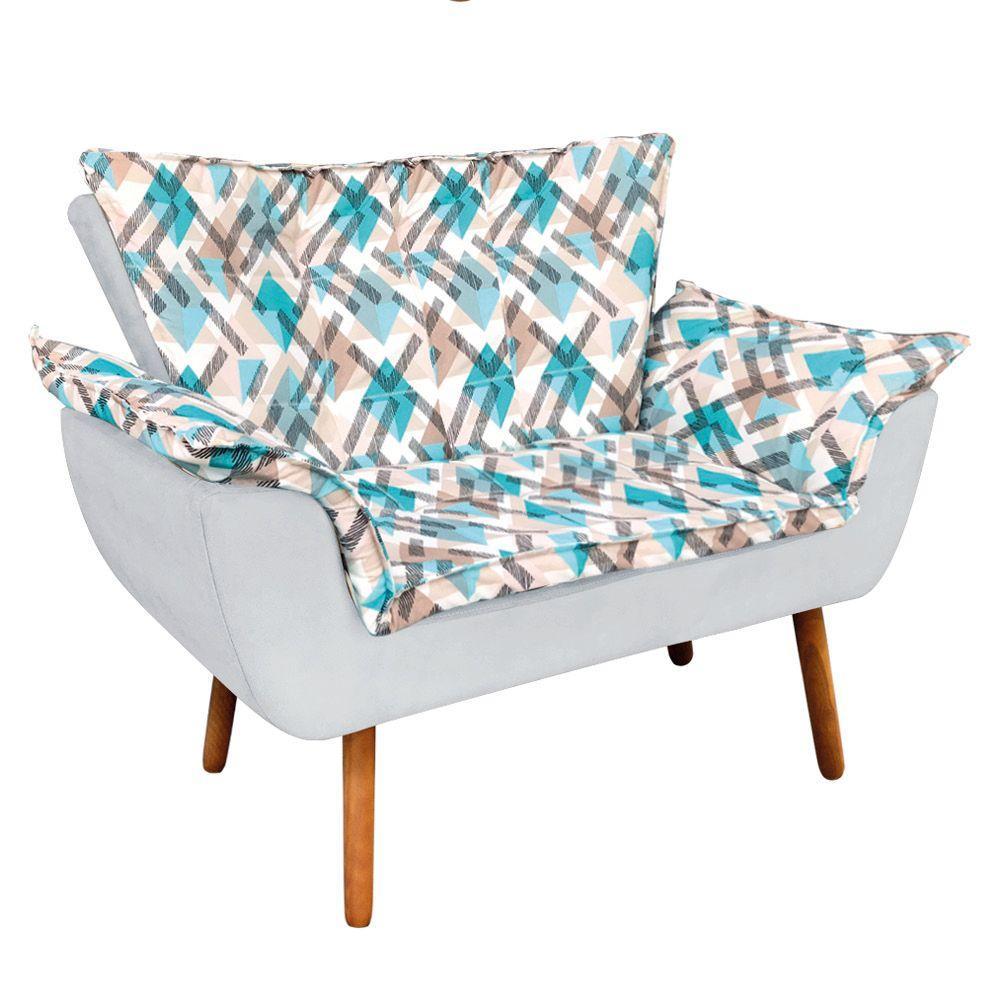 Kit 01 Namoradeira 02 Poltronas 02 Puffs Estampado Pés Palito - 6