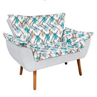 Kit 01 Namoradeira 02 Poltronas 02 Puffs Estampado Pés Palito - 6